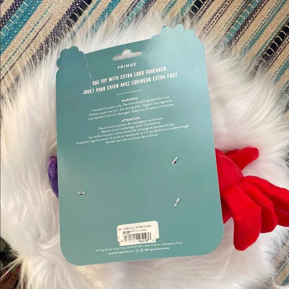 New Fringe Studio Red and Purple in a pinch lobster dog toy